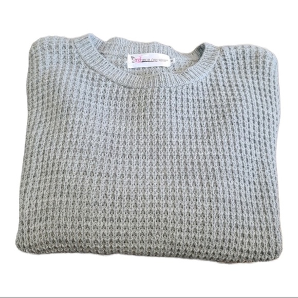 COTTON Emporium Grey Waffle Knit Sweater Size M - Picture 2 of 2